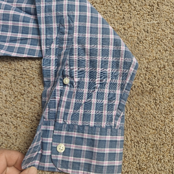 Men's J.PRESS dress plaid long sleeves shirt | Blue-pink | Sz: XL - Picture 7 of 13